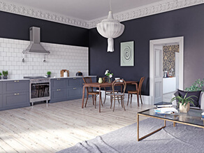 Dark grey & contrasting white kitchen